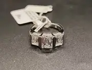Bella Luce Platineve Three stone CZ Ring w/ Sapphire & Topaz accents Sz 8 JTV