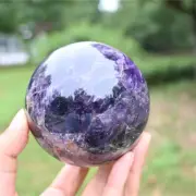 Natural Dream Amethyst Carved Ball Reiki Crystal Sphere Christmas gift XQ2902