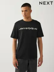 Black Jamiroquai Regular Fit Band Graphic Print T-Shirt (F45151) | $45