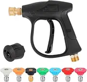 LUFEIS High Pressure Washer Gun with 7pcs Water Nozzle Tip & Quick Connector, Stubby Pressure Washer Gun, Power Washer Gun with M22 14MM Hose Interface, Jet Wash lance for Car Washing