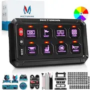 MICTUNING P1s RGB 5 Inch 8 Gang Switch Panel, High Power 5 Level Brightness Multifunction Toggle Switch Momentary Circuit Control Relay System Box for Truck SUV Offroad Marine, 2 Years Warranty