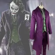 High-quality Heath Ledger Cosplay Suit Halloween Mens Movie The Dark Knight Joker Costume Purple Jacket Full Sets M man full set