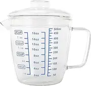 2 Cup Glass Measuring Cup with Lid, Clear Measuring Cup with Measurements for Kitchen Bar Home