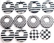 12 Pcs Acrylic Black White Flatback With Hole DIY