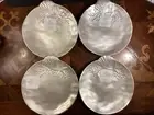 4 SIGRID OLSEN Melamine DINNER PLATES Pearlized Pearl Shell Embossed White 11”