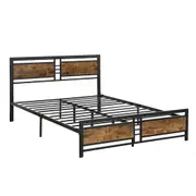 Levede Bed Frame King Double Queen Metal Mattress Base Wood Headboard Industrial