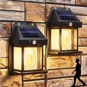 4 Solar Powered Wall Lantern Outdoor Motion Sensor Lights Garden Security Lamp