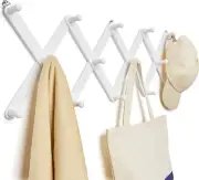 Wooden Wall Hanger Expandable Coat Rack Accordion Design 14 Peg Hooks for Hangin