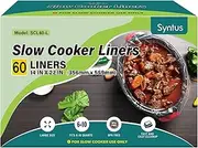 [Syntus] Slow Cooker Liners, 60 Count Cooking Bags Extra Large Size Disposable Pot Liners Plastic Bags, Fit 6QT to 10QT for Slow Cooker Cooking Trays, 14"x 22", 60 Liners