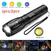 2 Pack LED Super Bright Flashlight Zoomable Torch Tactical Lamp Powerful Torch