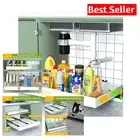 Expandable 21" Pull Out Cabinet Organizer with 3 Divider Racks for Kitchen