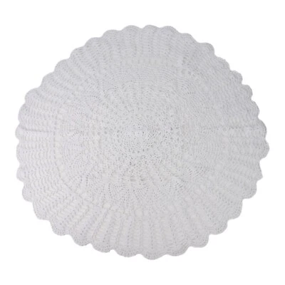 Vintage Style Hand Crocheted Round Lace Tablecloth for Cozy Living Room Decor