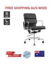 Matt Blatt Eames Premium Replica Low Back Soft Pad Office Chair (Leather Black /