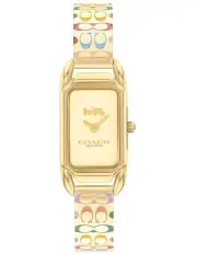 [Coach] Cadie Ionic Plated Thin Steel And Crystals Dial Watch in Gold