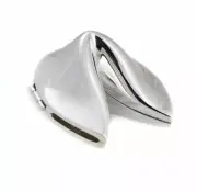 New Silver Plated Fortune Cookie Box, Trinket