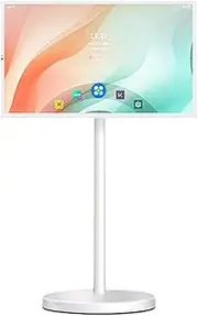 FXNFXLA Portable Smart TV on Wheels with 27 Inch Monitor, Built-in 10000mAh Battery, Height Adjustable Wireless Rolling Touch Screen TV, Support SIM Card