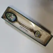 Souvenir Spoon Collector Spoon Enamel Emblem Canada Gold Plated