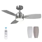 Ceiling Fans with Lights, 36 inch Nickel Ceiling Fan with Light and Remote Co...