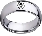 Raider Ring Rugby Sports Titanium Steel Dome Band Jewellery Unisex for Fans
