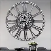 Real Moving Gears Wall Clock, Large Wall Clock Oversized Silent Vintage Steampunk Industrial Rustic Farmhouse Clocks for Living Room Kitchen Studio Cafe Wall Decor, 80cm/31inch