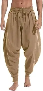 [GUDEUBAI] Mens Casual Harem Pants Baggy Elastic Drawstring Waist Aladdin Hippie Pant