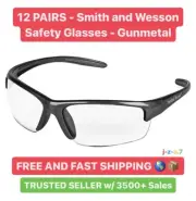 12 PACK - Smith & Wesson Equalizer Safety Glasses Gun Metal Frame Clear Lens