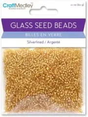 Multicraft Imports Glass Seed Beads, Silverlined, 60g, Gold