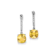 14k White Gold Real Diamond u0026 Citrine Dangle Hinged Hoop Earrings