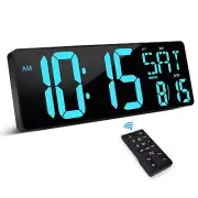 XREXS Large Digital Wall Clock with Remote Control, 16.5 Inch LED Large Displ...