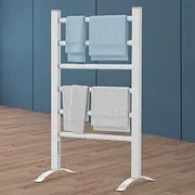 Ufurniture Electric Towel Warmer Rack 6-Bar Standing Heated Rail with Timer Electric Free-Standing Towel Rack 53.5L*35W*90H cm