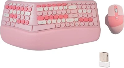 Wireless Ergonomic Keyboard Mouse Combo – Split Keyboard with Wrist Rest – 2.4G