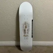 Restart Skateboards Wood Engraved Madona Guadalupe White Skateboard Deck 8.0” DS