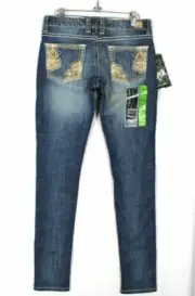 Rock 47 by Wrangler Ultra Low Rise Skinny Embroidered Jeans Sz 25 OR 26 x 33 NWT