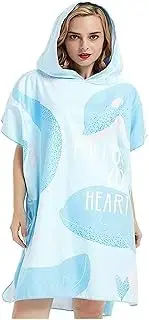 Changing Robe, Towel Poncho with Hood for Beach, Quick Dry Towel, Beach Surfing Swimming, One Size Fit All. (Color : Blue, Size : One sie)