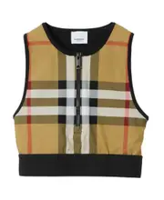 Burberry Vintage Check Patterned Front Zipped Crop Top XS Multicolor