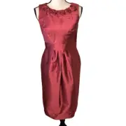 Adrianna Papell Geranium Taffeta Occasion Sheath Dress Sz 4 MOB, MOG, Date Night