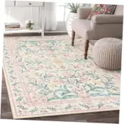 Machine Washable 5x7 Rug Rugs for Bedroom Girls, Boho Soft Floral 5' x 7' Pink