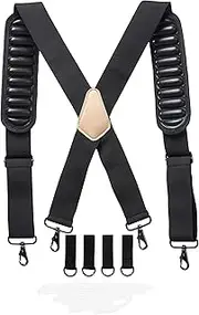 Fookay Tool Belt Suspenders Heavy Duty Flexible Adjustable Straps with Comfortable Padded Shoulders Complete with 4 Loop Attachments Black One Size, Tan, One Size