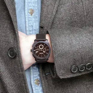 現貨 可自取 FOSSIL FS4656 手錶 42mm 棕色皮錶帶 三眼計時 男錶女錶