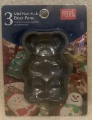 3 Pc Bradshaw Good Cook Mini Non-Stick TEDDY BEAR Cake Pans - NEW