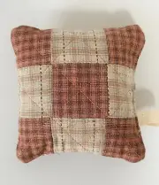 Pin cushion Needle Old Rose Pillow hanging loop quilt patchwork square 4"