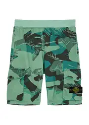 Stone Island Kids Logo Printed Cotton Shorts (10-12 Years) - Green - 12YR (12 Years) 12YR (12 years)