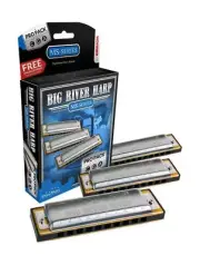HOHNER 590 Big River Harp Pro Pack Harmonica Set, Keys of G, A, & C, Stainles...
