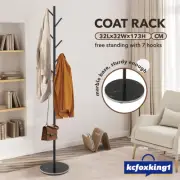 7 Hook Coat Rack Clothes Metal Tree Stand Hat Bag Hanger Holder Closet Black