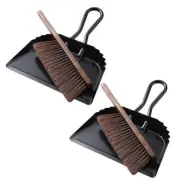 4 Pcs Dustpan and Brush Set Heavy Duty Metal Dust Pan Cleaning Brush Set