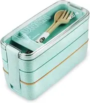 Tarlini | Premium Green Bento Box for Adults - 3-Stackable Containers - Ideal for Work & On-The-Go - Includes Utensil Set - Eco-Friendly Design - Lunch Box Containers for Healthy Meal Prep