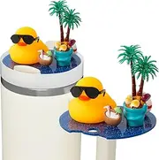 Haooryx Duck Cup Topper Decoration Summer Beach Mini Yellow Duck Sports Mug 40oz Tumbler Accessory Waterproof Glitter Lid Gift Idea Children's Birthday Gift School Reward Party Decoration