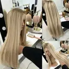 New Women Human Hair 4x4 Lace Frontal Wig Straight Brown Blonde Highlights Wig