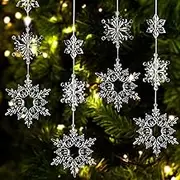 36 Pieces Plastic Crystal Snowflake Ornament Acrylic Xmas Snowflake for Christmas Winter DIY Decoration, Assorted Sizes 1.7/3/ 4 Inches (Clear)