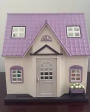 Custom Purple Calico Critter House OOAK Hand Painted & 3 Critters & Furniture